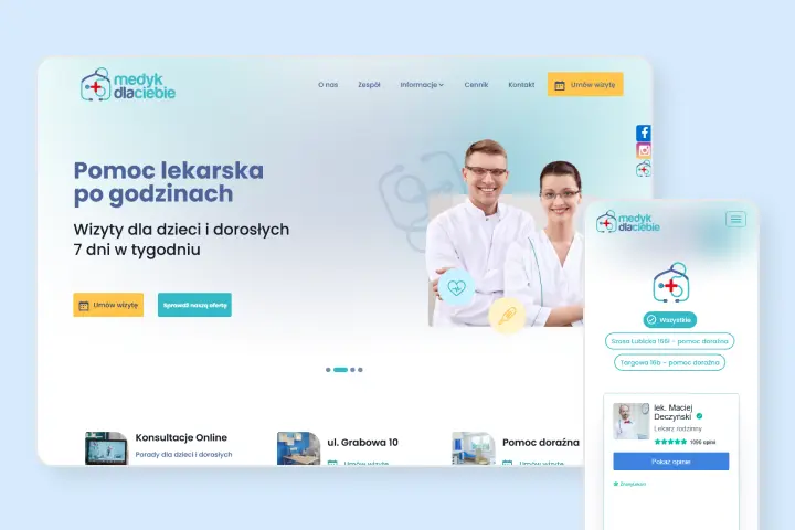 Two views of the Medyk dla ciebie website